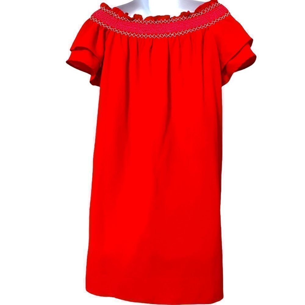 Entro Off Shoulder Rickrack Style Striped Boho Chic Mini Dress Size Small‎ - Picture 4 of 8